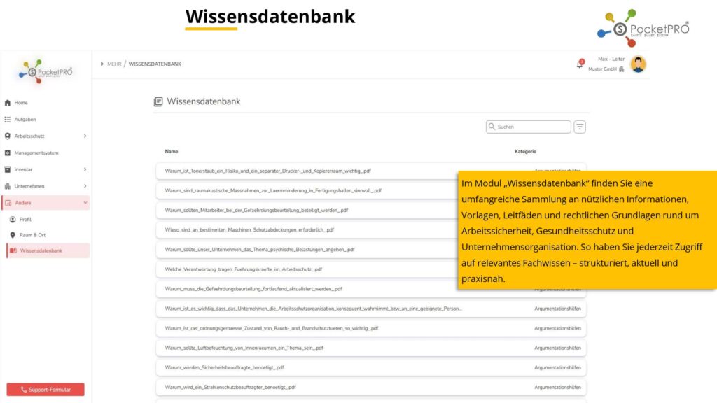 pocketpro-wissensdatenbank-übersicht